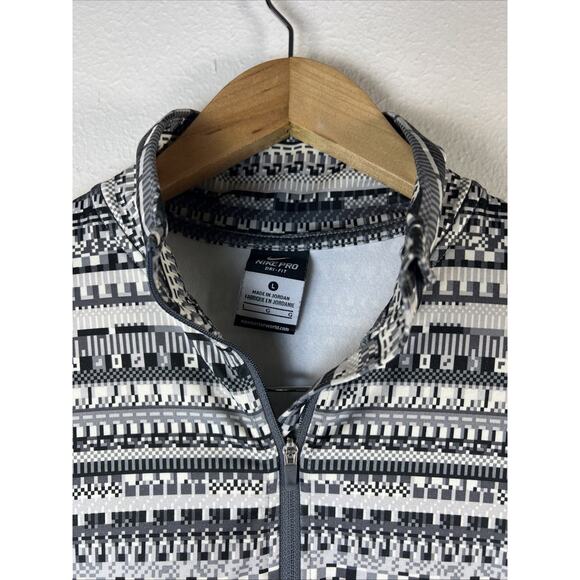 Nike Pro Dri-Fit Women’s Jacket L Half Zip Black Gray Unique Geometric Large - Picture 4 of 9